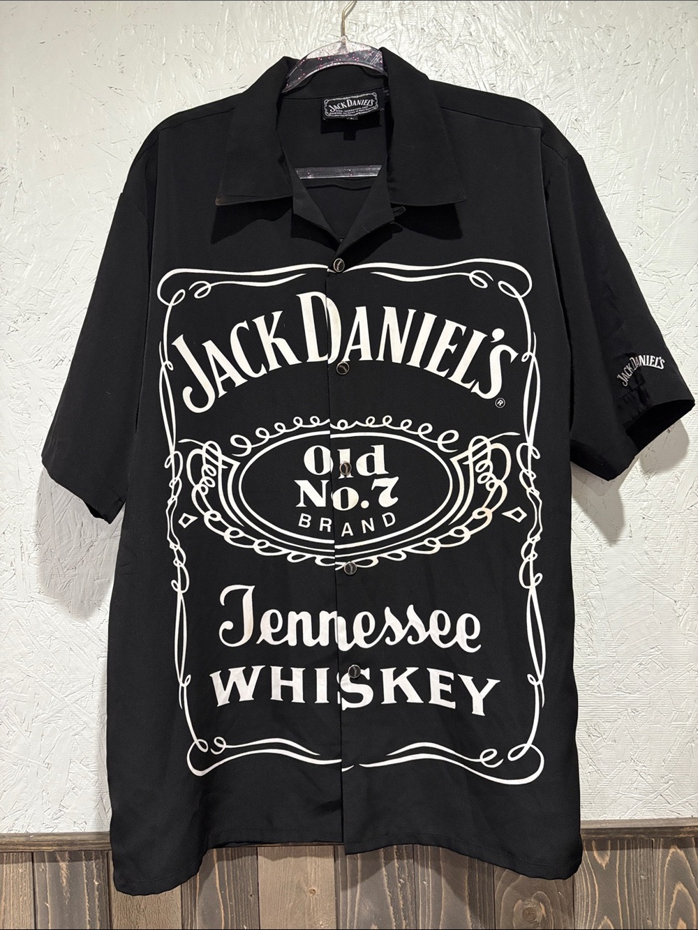 Jack Daniels Black Logo Short-Sleeve Button-Up Shirt Mens